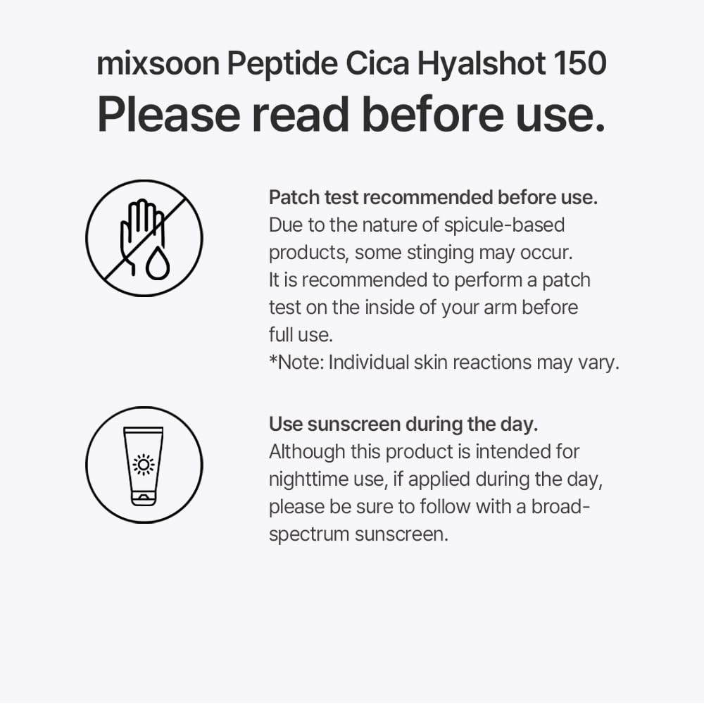 mixsoon Peptide Cica Hyalshot 150 - Firming, Soothing and Moisture-Boosting Ampoule Serum, Lightweight Formula for Radiant, Balanced Skin 50ml / 1.69 fl.oz. Korean Glass Skin Care