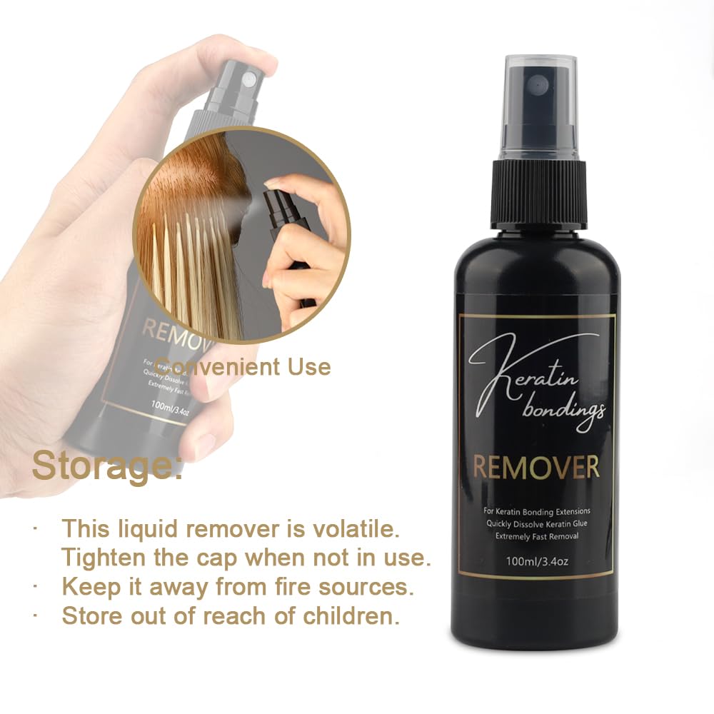 GlamorDove 100ml Keratin Bonding Glue Remover Super Fast Remover Keratin Bond Hair Extensions Remover for Pre-Bonded Extensions Keratin Hot Melt Glue Remover Liquid Remover Hair Extensions Remover