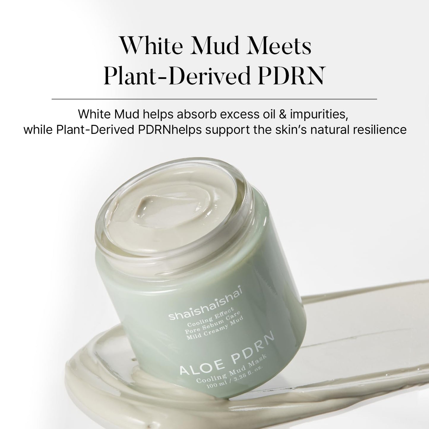 shaishaishai ALOE PDRN Cooling Mud Face Mask, Vegan Collagen Cream Clay Mask with Kaolin & Bentonite, Hydrating & Pore Care, Instant Cooling, Korean Skincare, 3.38 Fl Oz