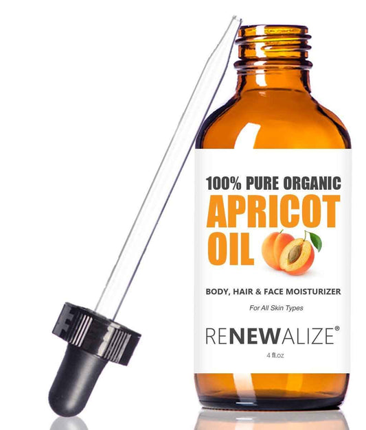 Organic Apricot Kernel Oil MOISTURIZER - in Large 4 oz Dark Glass Bottle with Dropper 100% Pure and Unrefined | an Essential Aromatherapy Skin Massage Oil for Body Hands & Feet