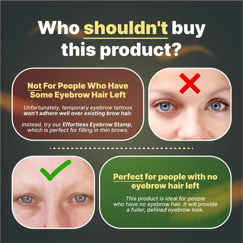 Temporary Eyebrow Tattoos - 20 Pairs Waterproof & Smudge-Proof Realistic Stickers for Men & Women | Medium Brown, Easy to Apply