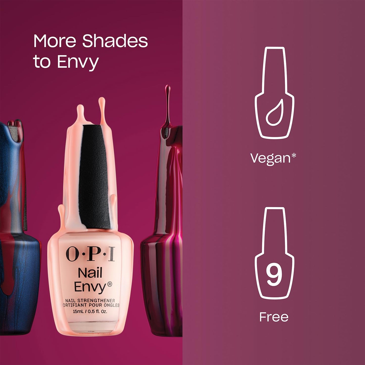 OPI Nail Envy Strengthener All Night Strong | Opaque Dark Blue Crème Strengthening Nail Polish Treatment | Strengthen Weak & Thin Nails