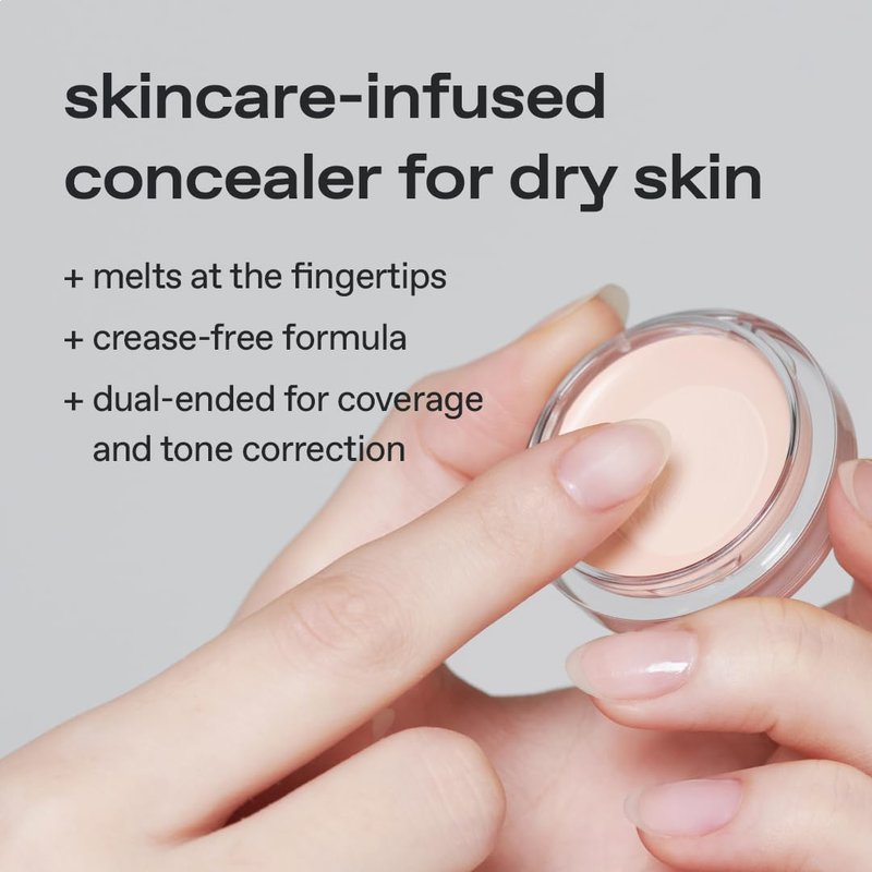 glow not dry concealer #pink #white, under-eye dark circles & blemishes, no crease, dual-ended, melt-in skincare formula, 0.4 oz