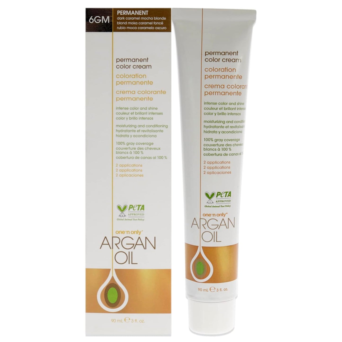 One N' Only Permanent Hair Color - Argan Oil Hair Dye for Rich Tones & Gray Coverage - 6GM Dark Caramel Mocha Blonde (3 oz)