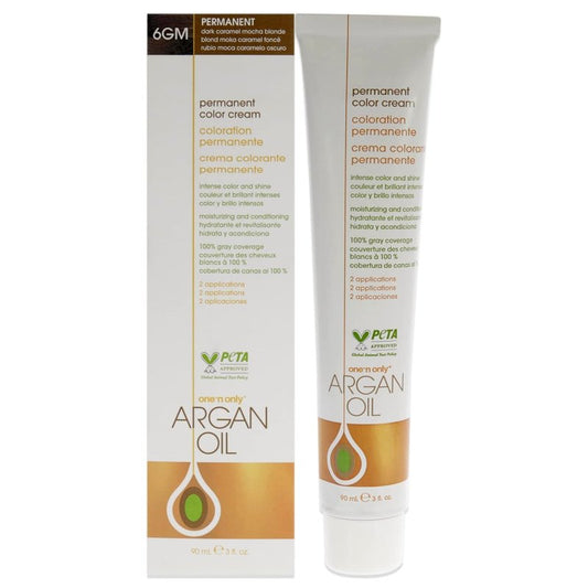 One N' Only Permanent Hair Color - Argan Oil Hair Dye for Rich Tones & Gray Coverage - 6GM Dark Caramel Mocha Blonde (3 oz)