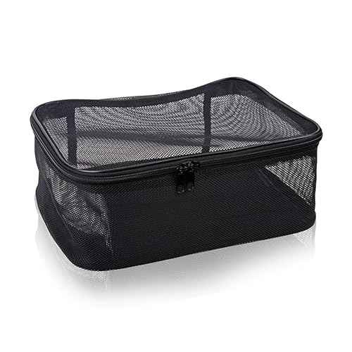 SHANY Large Assorted Sizes Cosmetics Makeup Travel Bag - Black Mesh Bag Make Up Bag Organizer Tools Storage Carry On - 3PC set