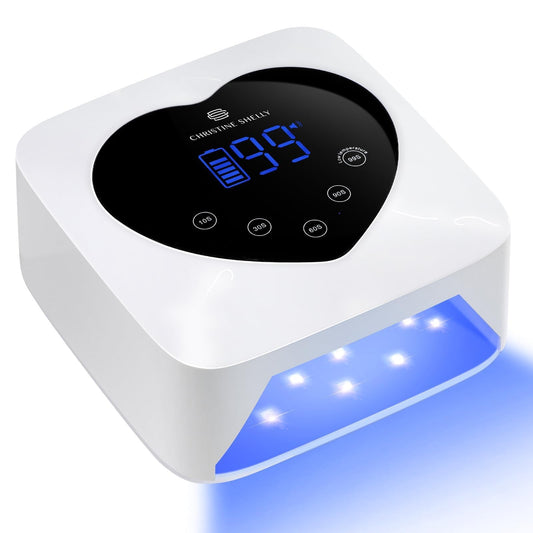 CHRISTINE SHELLY UV Light for Gel Nails, 72W Rechargeable Wireless Nail Lamp Gel Polish Light with 5 Timer Setting Professional Quick Dry Curing Lamp with Display Auto Sensor for Salon & Home, White