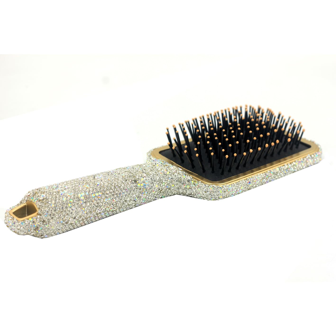 Bestbling Hair Brush - Detangle Hair and Comb, Massage Cushion, Anti-static, Smooth and Sleek Hair, Luxury Rhinestone Design Suitable for Women (Square01 Silver)