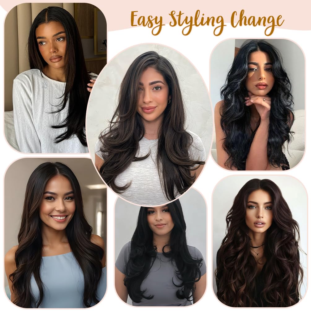 14" Remy Clip in Hair Extensions Human Hair Natural Black to Chestnut Brown Highlight Black for Beauty - Short Silky Straight 8pcs Real Hair Extensions Clip In Human Hair(14 inch 100g #(1BT6) P1B)