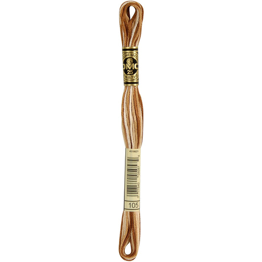 DMC 117-105 Mouline Stranded Cotton Six Strand Embroidery Floss Thread, Variegated Brown, 8.7-Yard