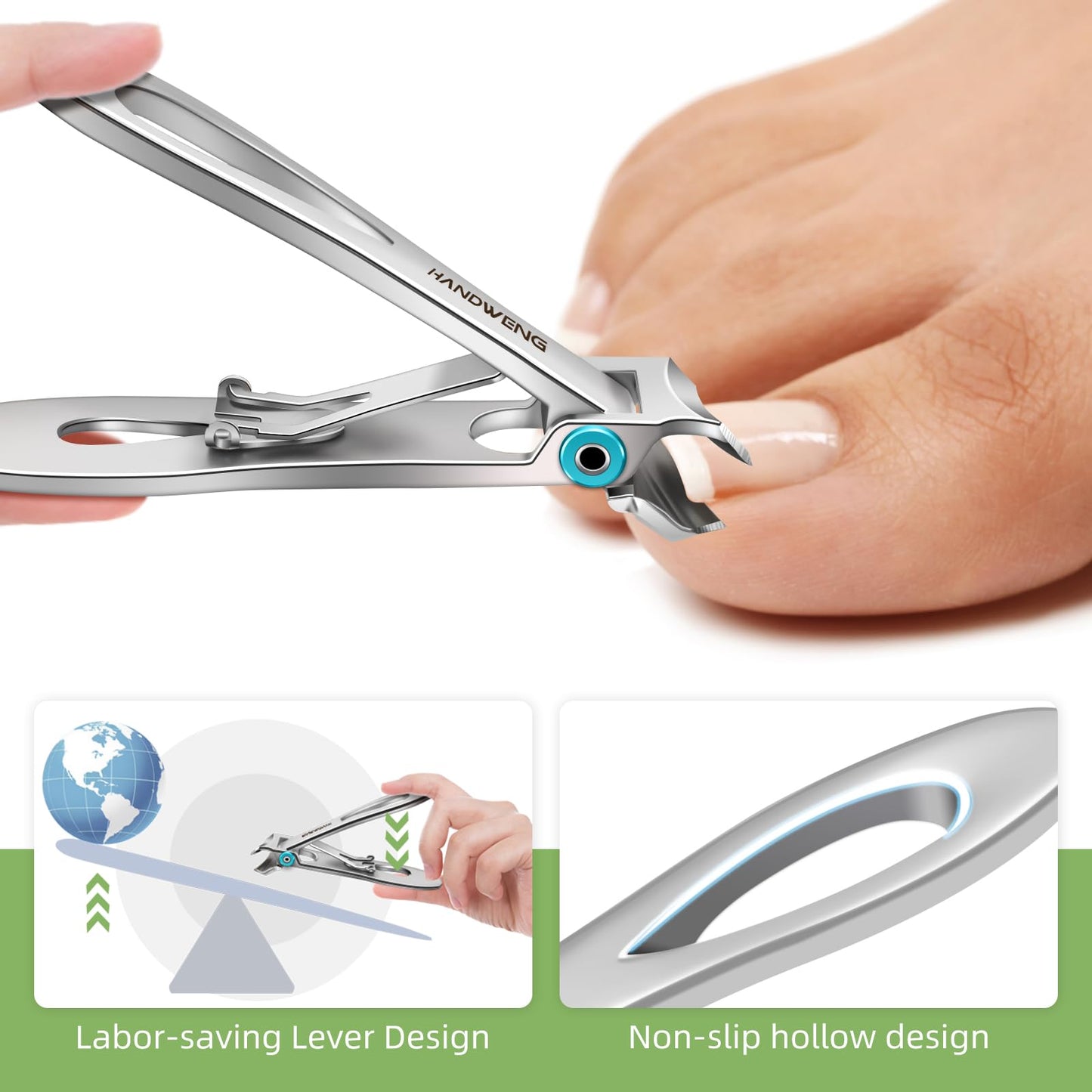 2026 Slanted Nail Clippers for Men Thick Toenails, Toe Nail Clippers for Thick Nails for Seniors, Ingrown Toenail Clippers with Wide Jaw Opening, Heavy Duty Fingernail Clippers Adult Nail Cutter
