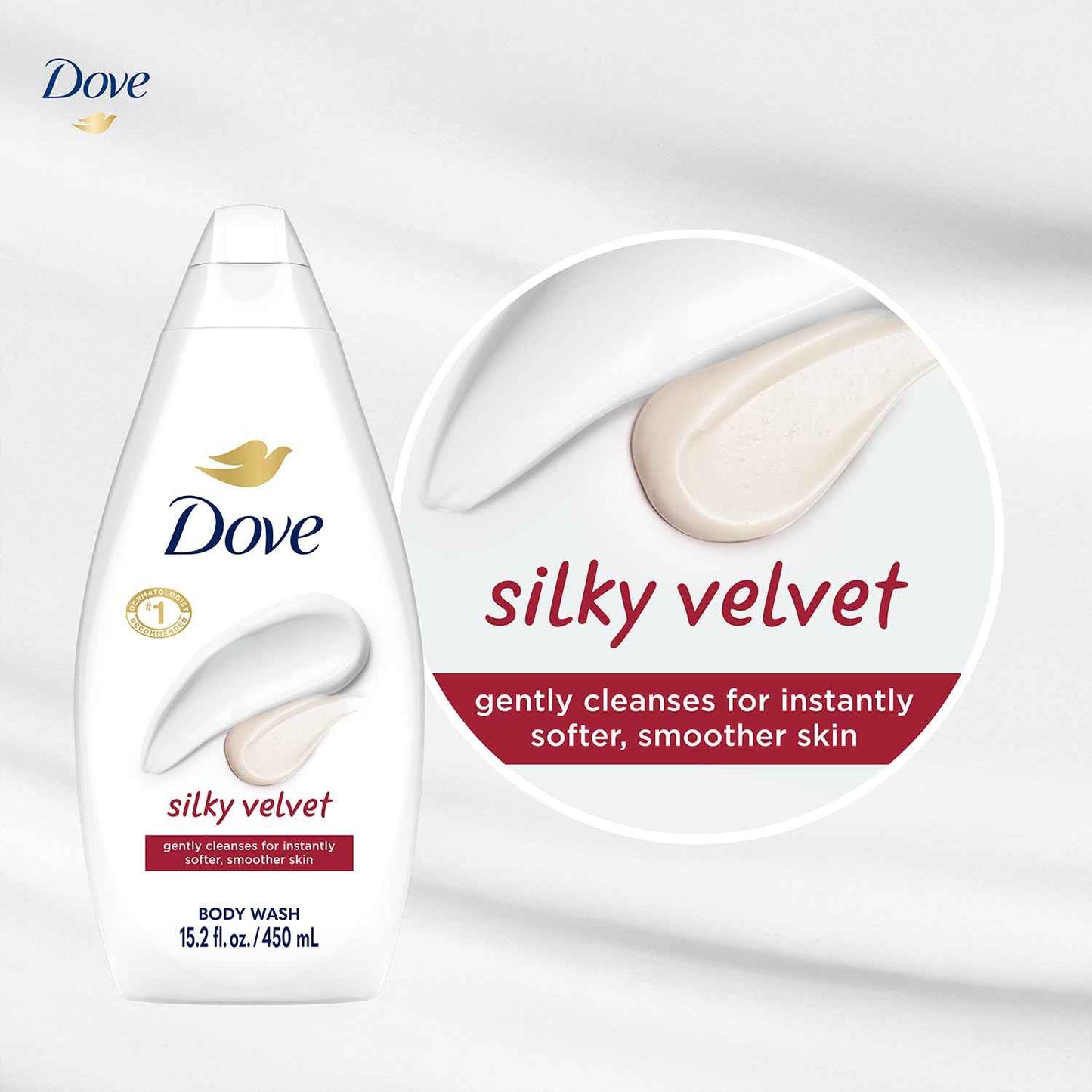 Dove Body Wash, Silky Velvet 2-Pack – Luxurious Moisturizing Cleanser for Smooth, Soft Skin, 15.22 Oz Ea