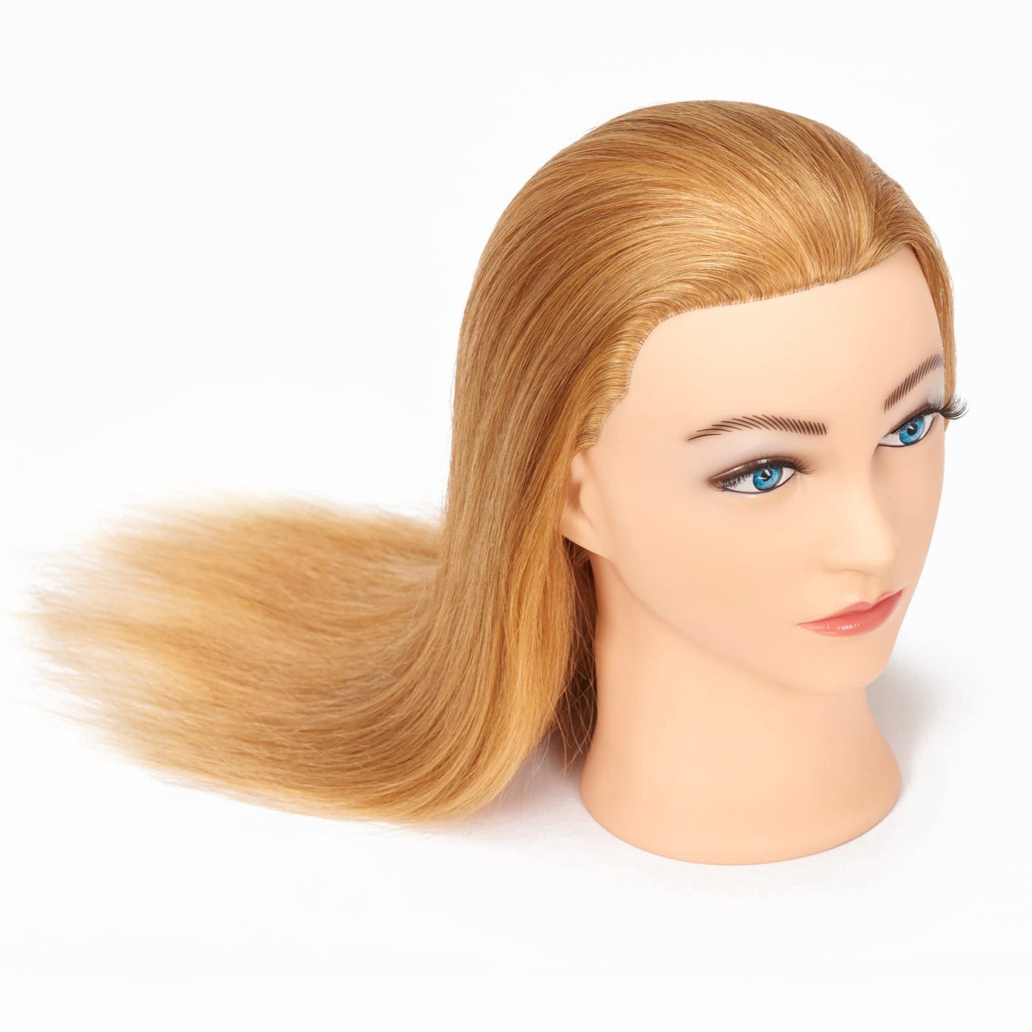 Mannequin Head 20"-22" 100% Human Hair Hairdresser Training Head Mannequin Doll Head Cosmetology Manikin Training Head Hair for Practice Cutting Braiding with Free Clamp Holder 92022W2714