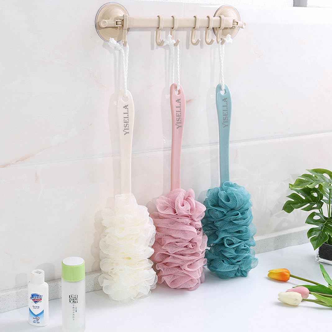 Back Brush Long Handle for Shower Sponges for Women,Back Shower Scrubber Loofah On A Stick Lufa with Long Handle
