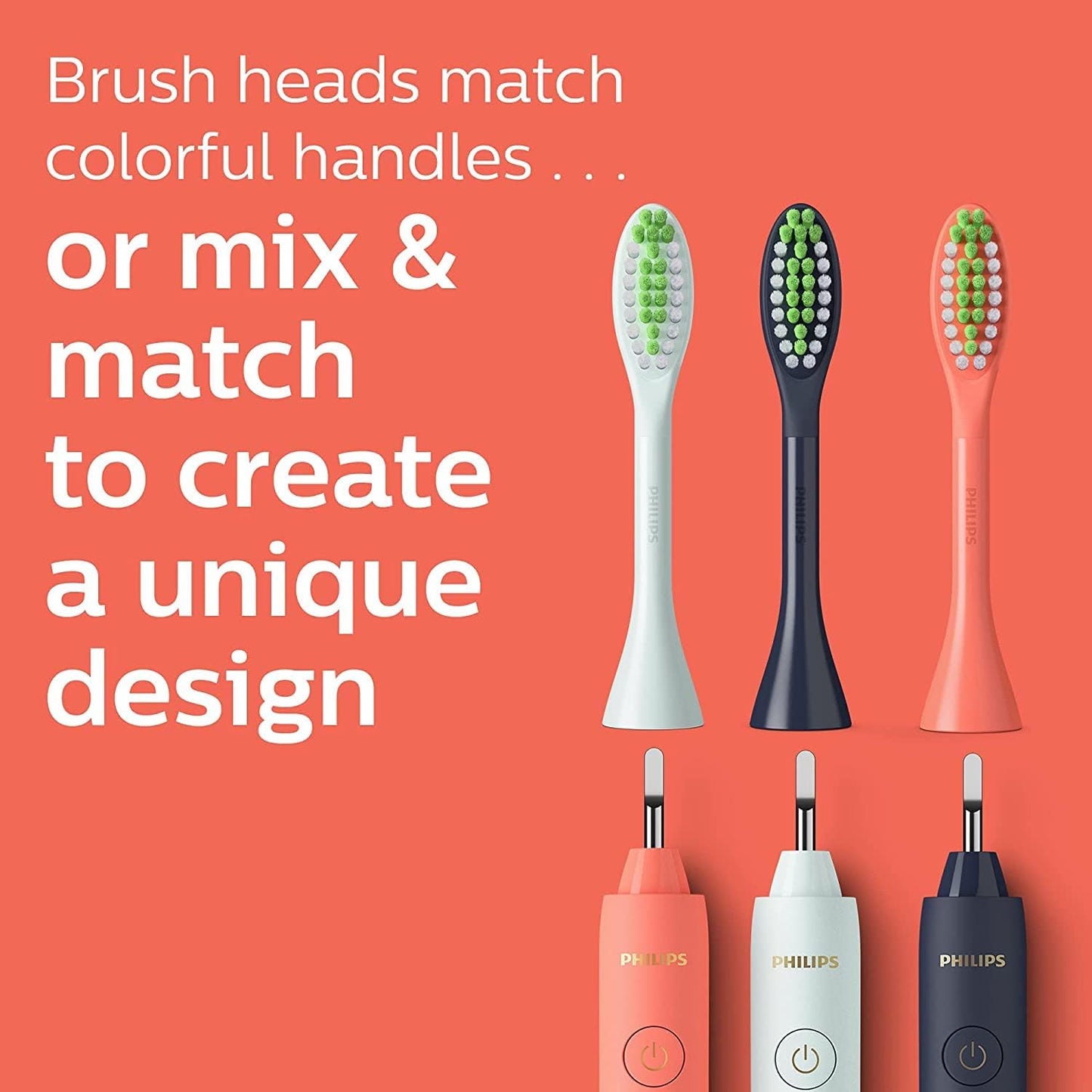 Philips One by Sonicare | Miami Coral Electric Toothbrush with 2 Brush Heads - Compact Design