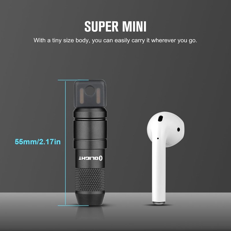 Olight iMini 2 EDC Keychain Flashlight - 50 Lumens Compact LED Light | Portable Black Mini Light for Everyday Use