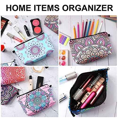 Sanwuta 12 Pieces Cosmetic Bags Makeup Bags Printed Roomy Toiletry Bag Waterproof Beauty Bag Organizer Pouches with Zipper Makeup Accessories for Women(Classic Style)