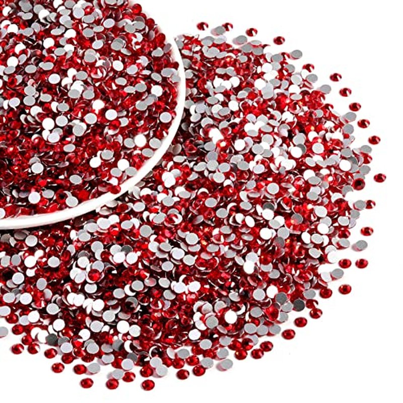 Beadsland Flatback Rhinestones Bulk, 2880pcs Red Rhinestones for Crafts Clothes DIY Decoration, Light Siam, SS30, 6.3-6.5mm