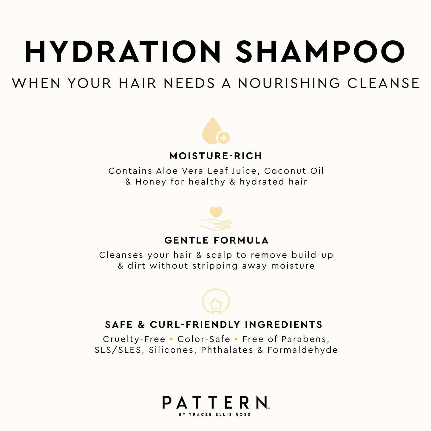 PATTERN Beauty by Tracee Ellis Ross Hydration Shampoo w Honey, Aloe Vera, Biotin and Tea Tree Leaf Oil 9.8 fl oz - Rich Moisture for Curly Hair 3a-4c
