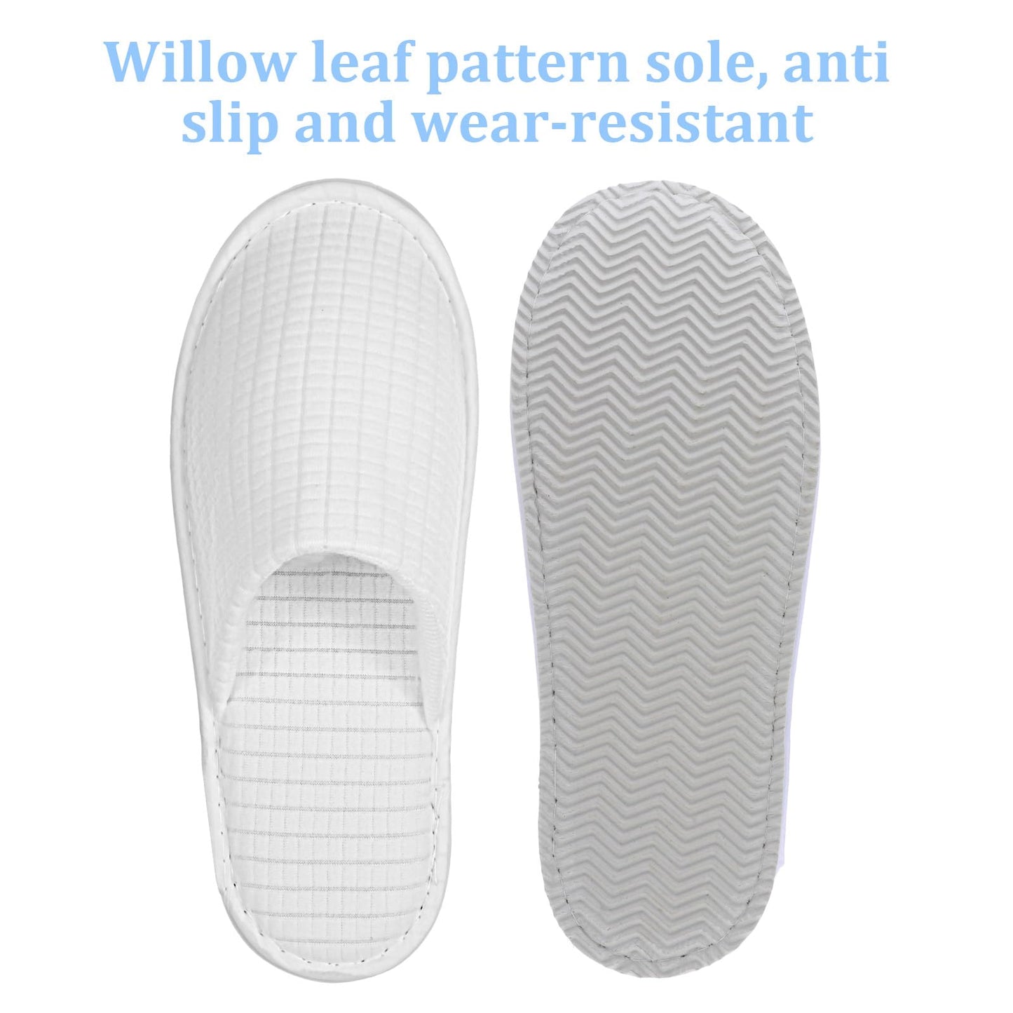 YQQYG 10 Pairs White Spa Slippers for Women and Men, Universal Bulk Disposable Slippers for Guests, Non-Slip Disposable Hotel Slipper Indoor Slipper for Travel Home Salon Hotel Bathroom