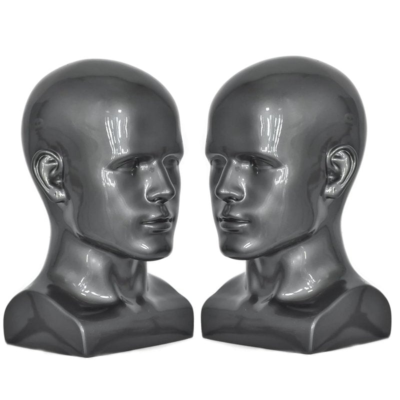Male Mannequin Head for Displaying Wigs, Hats, Sunglasses & Jewelry - Light Grey