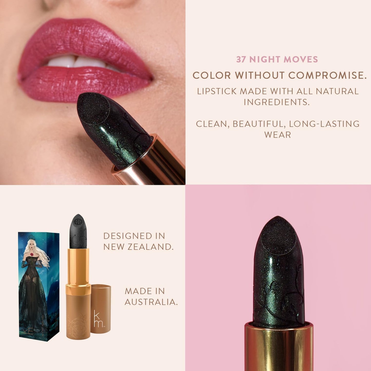 Karen Murrell Color Changing Lipstick – Night Moves – pH-Activated, 100% All Natural Lip Tint for Healthy, Beautiful Lips