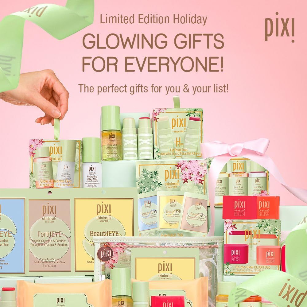 Pixi Beauty On-the-Glow Mini Blush Duo Holiday Ornament Gift Set | 2X Petite Size On-the-Glow Blush Sticks | Shades Ruby and Juicy