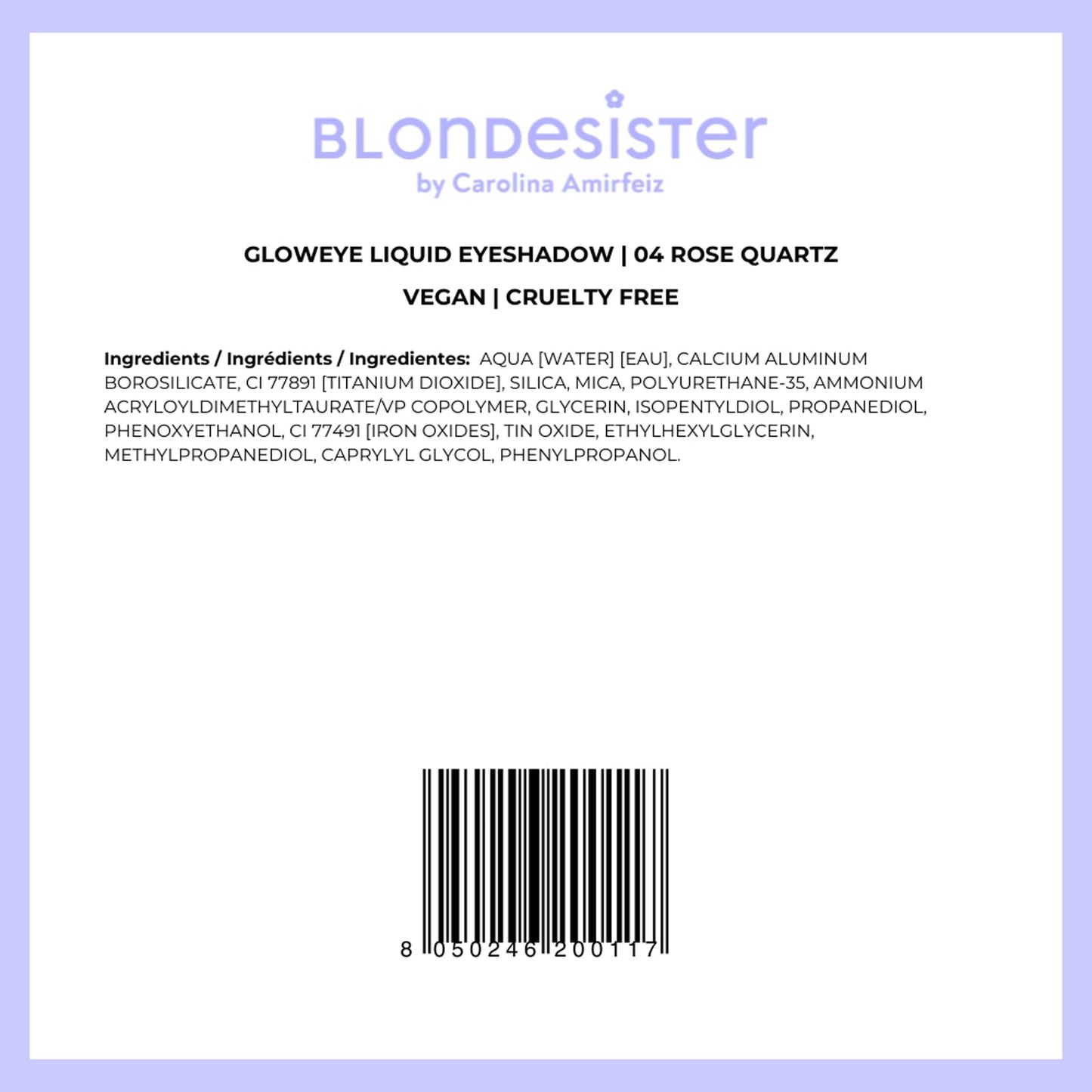Blondesister Gloweye Liquid Eyeshadow - Highly Pigmented Shimmer Eyeshadow - Intense Color Payoff and Long-Lasting Wear - 04 Rose Quartz - 0.084 oz