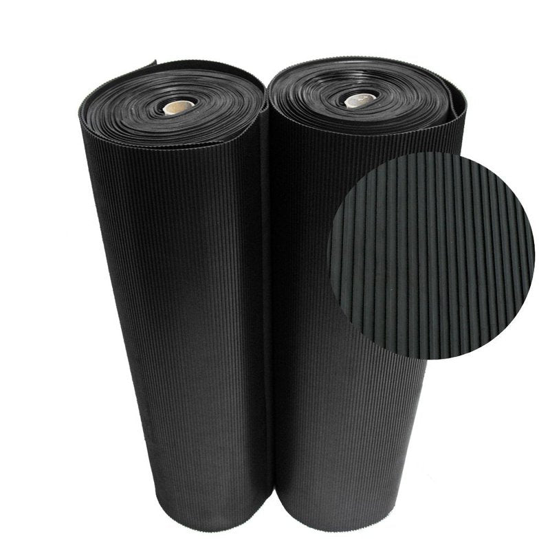 Rubber-Cal 03_167_W_RC_15 Ramp Cleat Non-Slip Outdoor Rubber Floor Mats, 0.13 inch Thick X 3ft X 15ft, Black