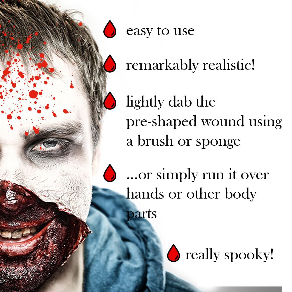 Fake Blood Gel - Dark Red Thick Consistency for Halloween Makeup | 1.01 fl. oz (30 ml) Dispenser