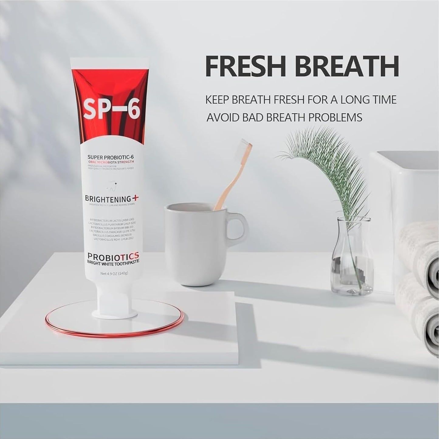 3PCS SP-6 Probiotic Whitening Toothpaste, Enhanced Formula with 6 Probiotics for Teeth Whitening and Gum Health, Enamel-Safe, Fluoride-Free, Fresh Mint Flavor, Ultra whitening and Fresh Breath