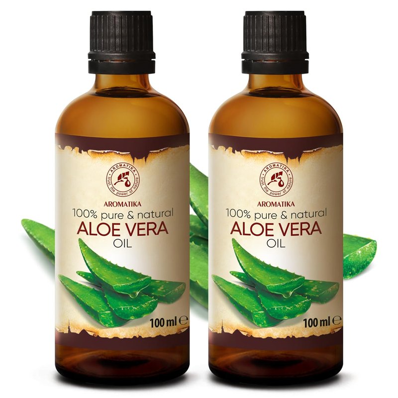 Aloe Vera Oil - Pure Natural Base Oil for Face, Body, Hair | 6.8 Fl Oz Glass Bottle - Intensive Care