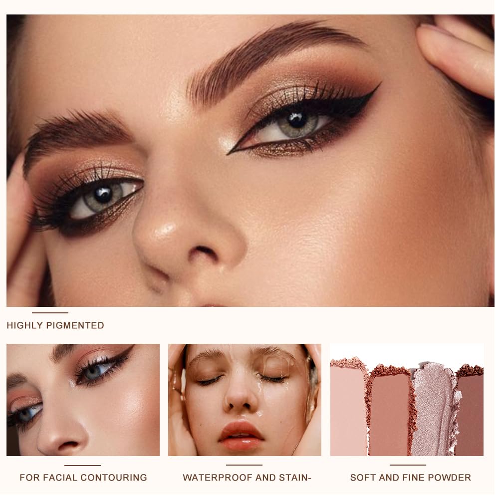 Warm Neutral Nude Eyeshadow Palette - Matte & Shimmer High Pigment | Mini Everyday Makeup with Mirror for All Eye Colors