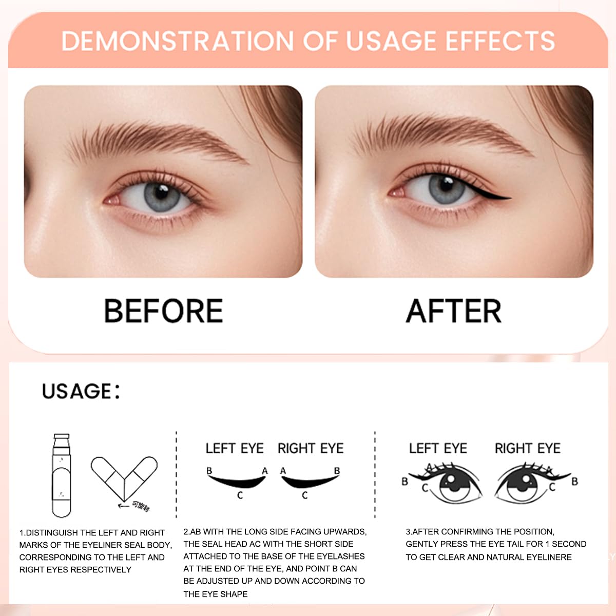 Aseawave 2 PCS Dual-Ended Eyeliner Stamp, Foldable Winged Liner Stamp, Easy to Apply Cat Eye Stamp with L/R Markings, Smudge-Resistant, Beginner-Friendly Winged Eyeliner (Black & Brown)