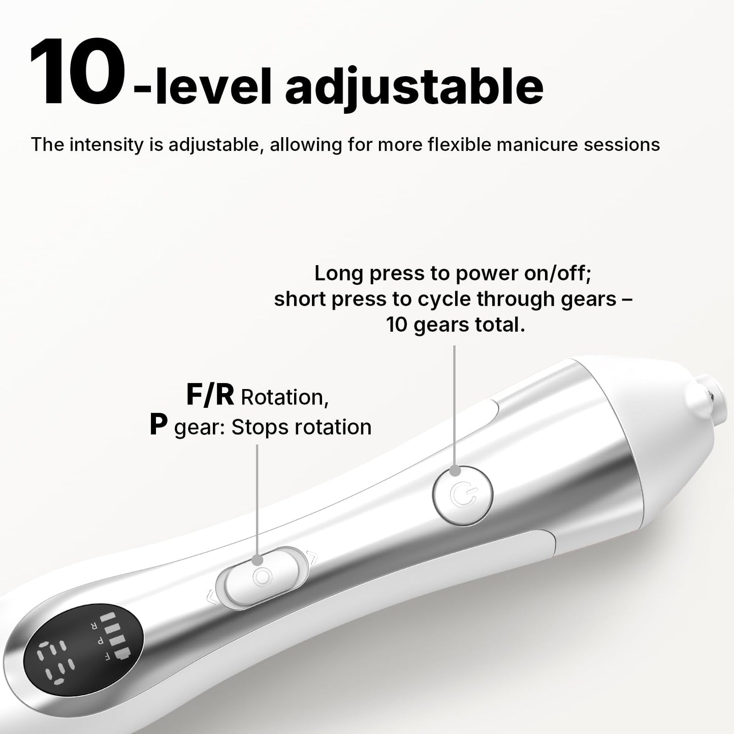 Nail Drill with LED Display ,Manicure Pedicure 10-Speed Cordless Electric Nails File,Rechargeable,10 in 1 Nail Drill Professional Ideal for Home, Beginners,Women