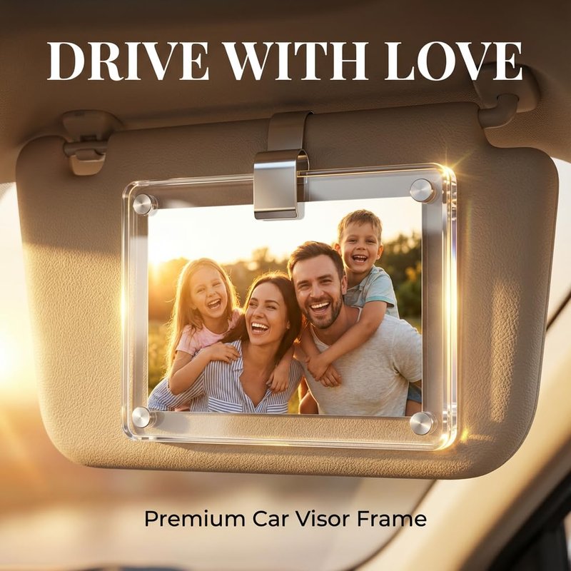 BST3CBABY 2 Pack Crystal Clear Car Visor Photo Frame for Polaroid Pictures, G-Force Magnetic Clip Holder That Won't Yellow or Slide, Personalized Car Accessory Gift