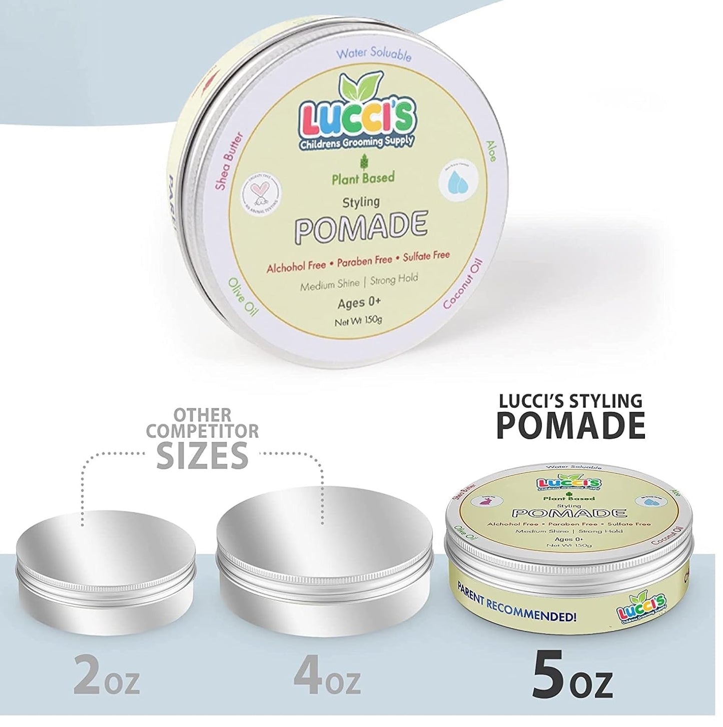 Baby Hair Gel - 5oz Plant-Based Styling Pomade for Infants | No Parabens, Medium Shine & Strong Hold