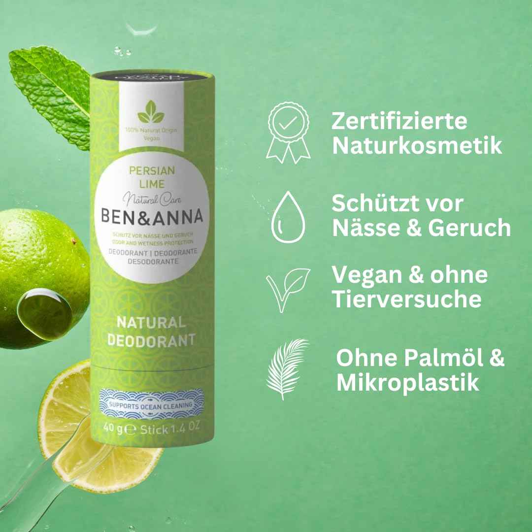 BEN & ANNA Persian Lime Paper Tube Deodorant, 40 GR