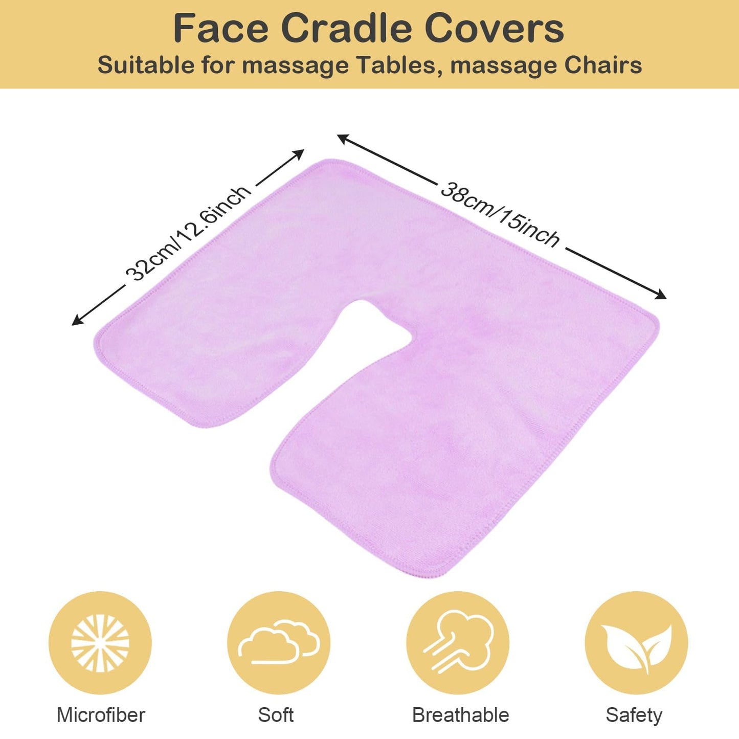 SINLAND Microfiber Face Cradle Covers Large Size Soft and Reusable Non-Stick Massage Headrest Cover Suitable for Any Massage Tables & Massage Chair