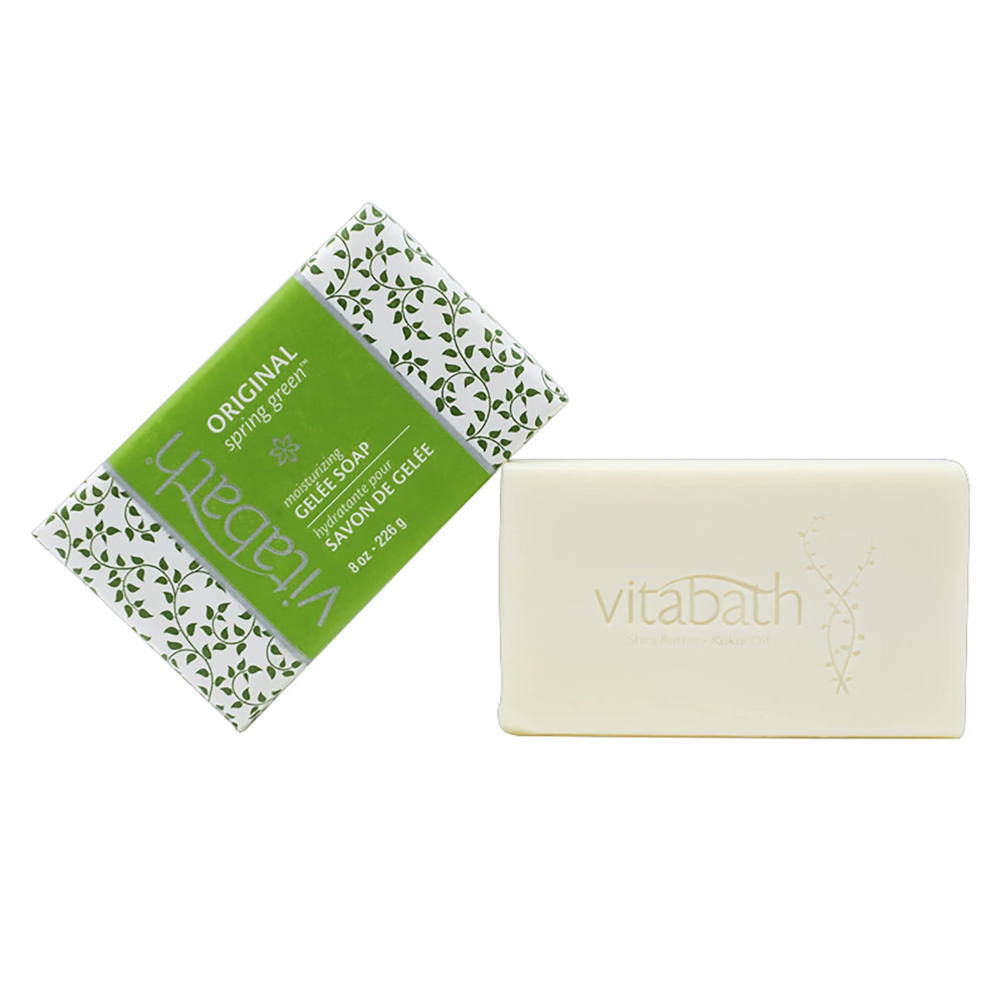 Vitabath Original Spring Green Moisturizing Gelee Bar Soap All Over Gentle Foaming Cleanser & Hydrating Solid Body Wash - Nourish & Rejuvenate All Skin Types Women & Men - 8oz (Pack of 3)