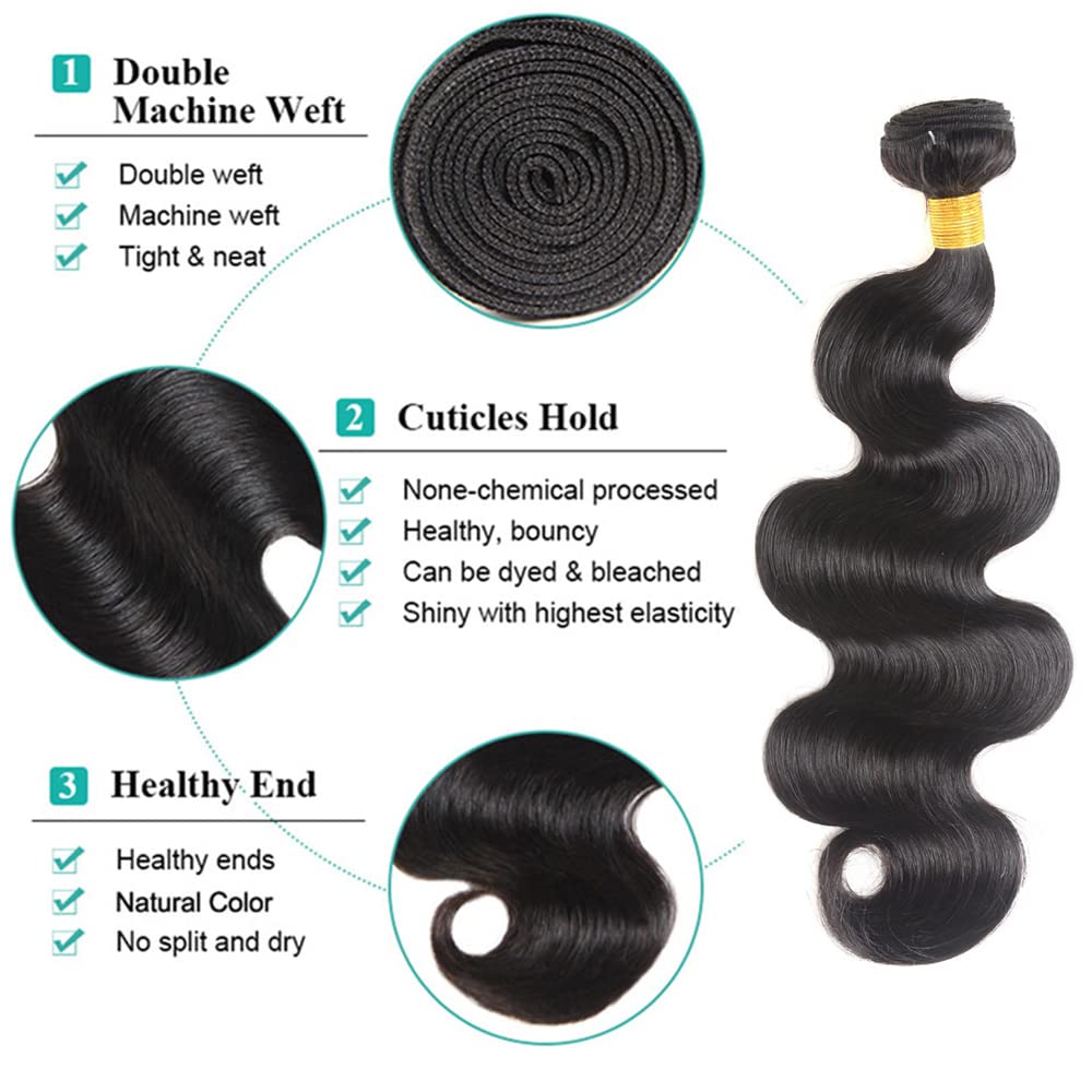 Human Hair Bundles Body Wave 1 Bundle 12A Unprocessed Brazilian Virgin Human Hair Body Wave Bundles 100G Natural Black Hair Extensions