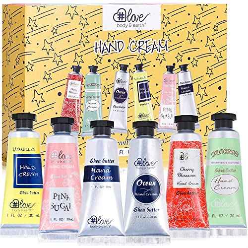 BODY & EARTH # LOVE Hand Cream Gift Set Hand Lotion Sets for Women Gift, Pack of 6 Advanced Repair Hand Cream for Dry Hands Non-greasy, Mothers Day Gifts for Mom, Women Birthday Gift for Her