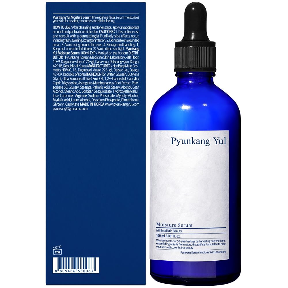 PYUNKANG YUL Moisture Serum - Korean Face Serum for Oily & Combination Skin | Calming Olive Oil & Herbal Formula - 3.4 Fl Oz