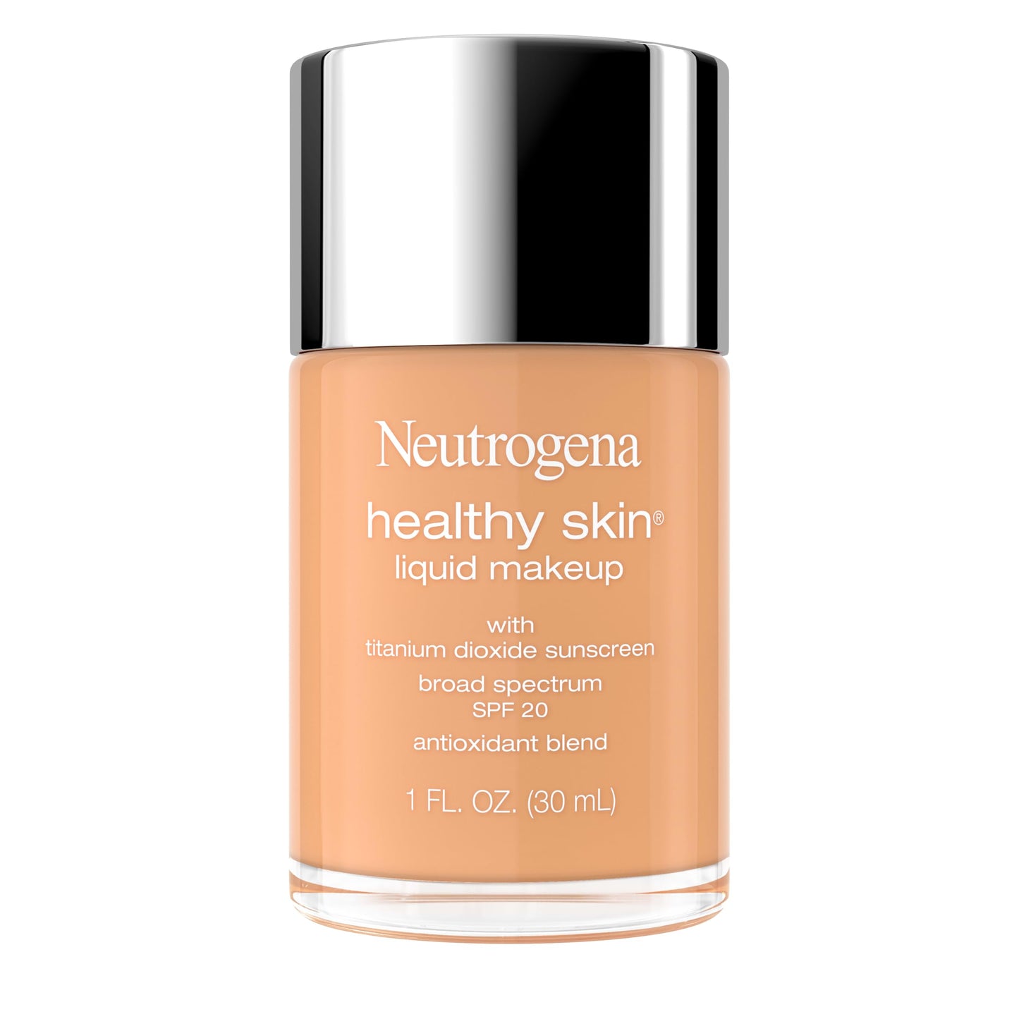 Neutrogena Healthy Skin Liquid Foundation Makeup with Broad Spectrum SPF 20 Sunscreen, Lightweight, Medium Coverage Makeup with Sunscreen and Pro-Vitamin B5, Soft Beige 350C, 1 fl. oz