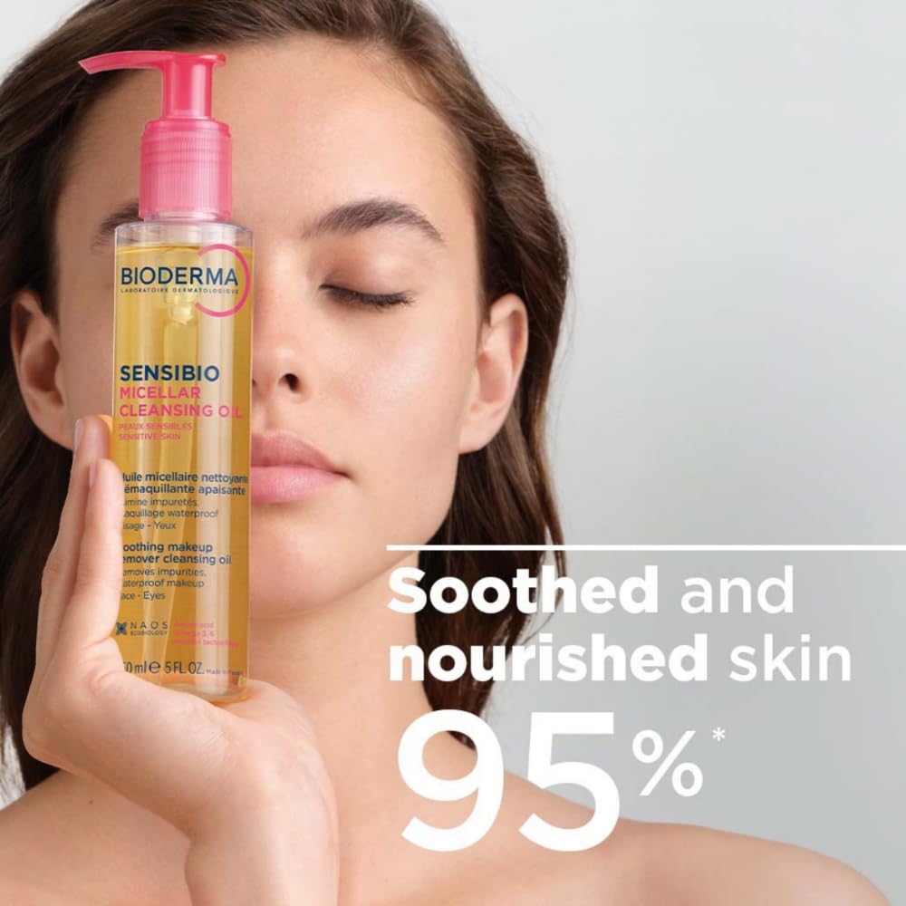 Bioderma Sensibio Micellar Cleansing Oil, 1st Ecobiological Micellar Formula Gentle Face Cleanser That Deeply Cleanses, Removes makeup, Soothes & Nourishes Skin with Oil-to-Milk Texture,Fragrance-Free