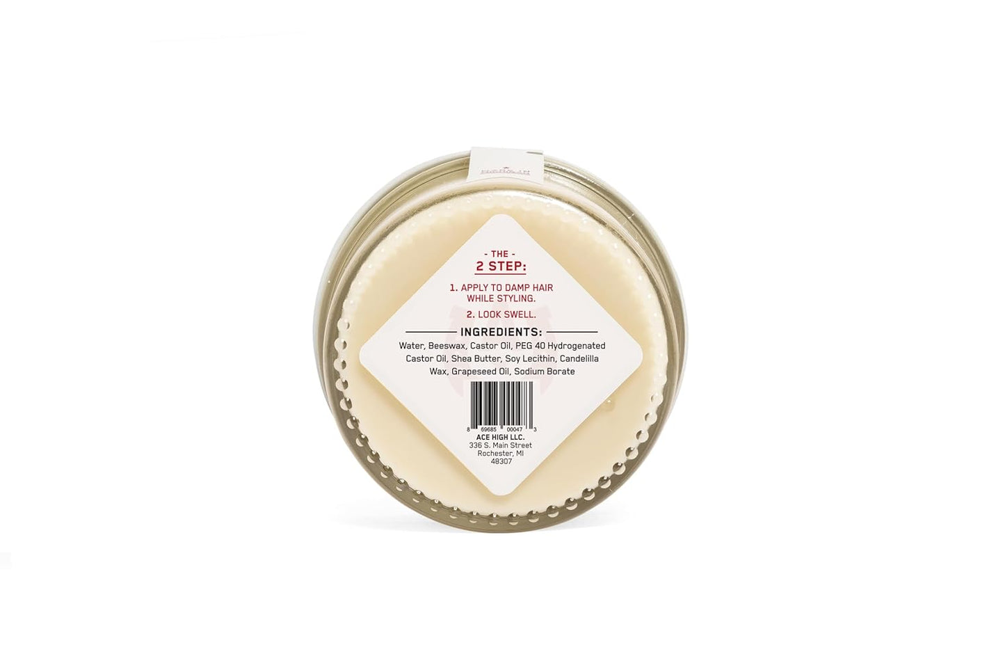 Ace High Pomade - Strong Hold, Natural Shine, Water-Based | 4oz Unscented