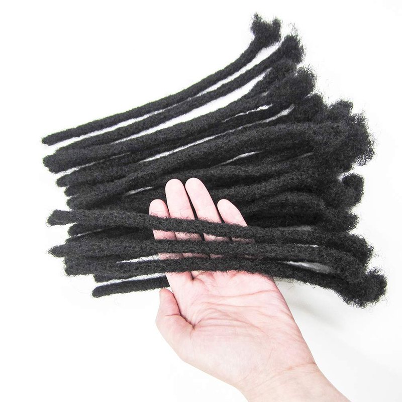 Loc Extensions Human Hair Dreadlock Extensions for Men/Women 6 inch 30 Strands 100% Natural Black Full Handmade Permanent Real Human Hair Can Be Dyed and Bleached (6Inch/30 locs，Natural Black/0.8cm)