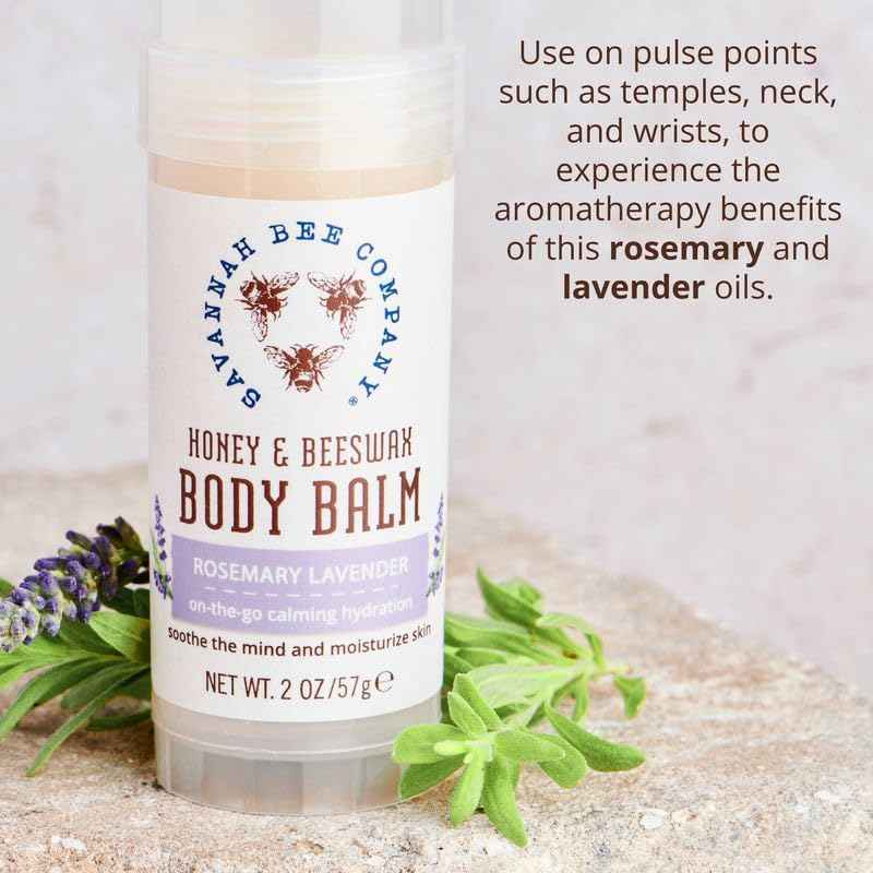 Savannah Bee Company Rosemary Lavender Body Balm - Deep Moisturizing Mess Free Body Balm