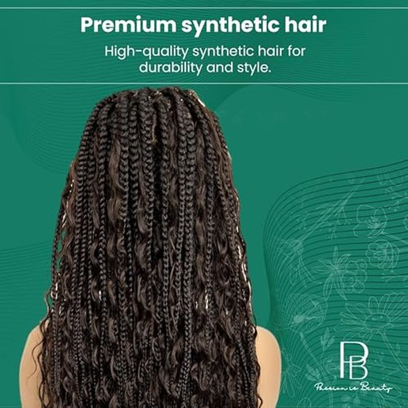 PIB 32" - Single Full Lace Braid Wig ? Boho Box Braided Wig Square Parted, Knotless Braided Wigs for Black Women, Synthetic Lace Wigs with Natural Baby Hair (4, Medium Dark Brown)