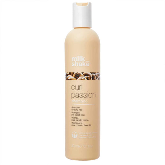 milk_shake Curl Passion Shampoo | Moisturizing Shampoo for All Curl Types | Enhances Shape, Bounce & Definition | With Babassu Oil, Praxcai Oil & Quinoa & Milk Proteins, 10.1 fl oz / 300 mL